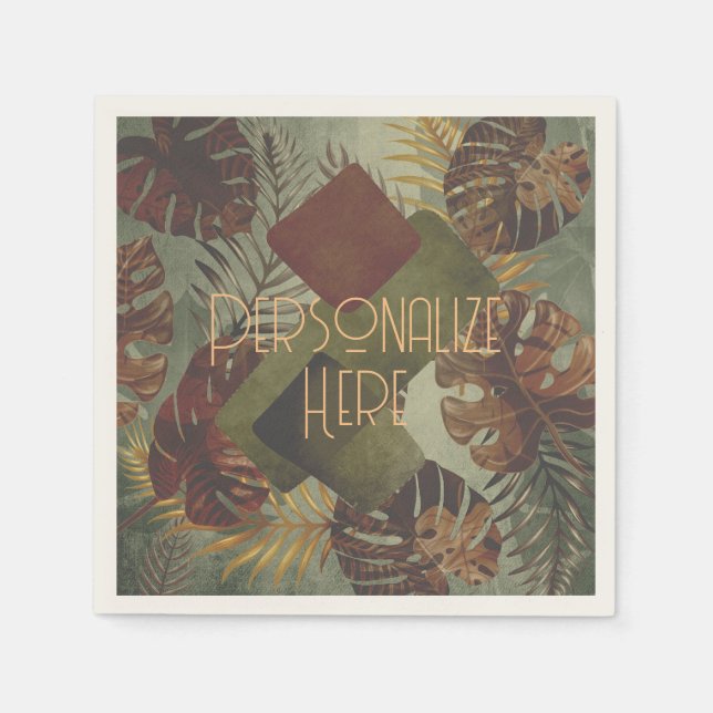 Guardanapo De Papel Folha de palma da Monstera tropical Boho, 70 anos, (Frente)
