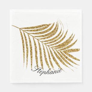 Guardanapo De Papel Folha de Palma Dourado Brilho Nome Personalizado F