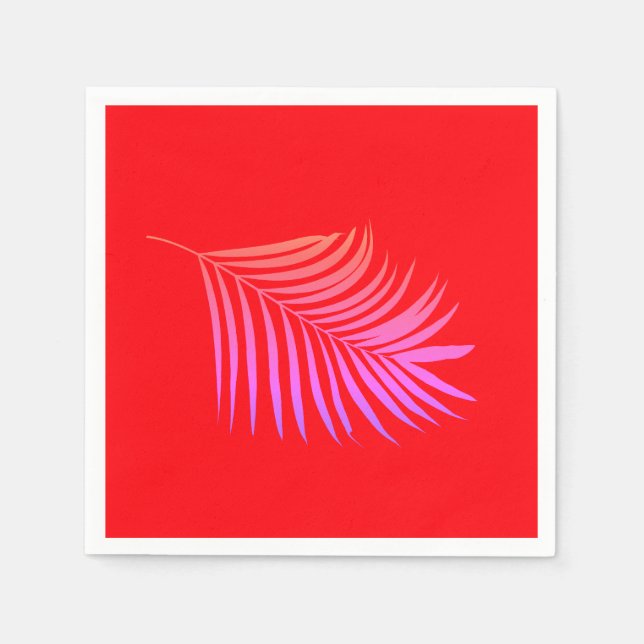 Guardanapo De Papel Folha de Palme Laranja Rosa Aniversário Graduação  (Frente)