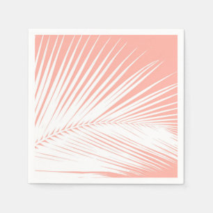 Guardanapo De Papel Folha de palmeira - branco no rosa coral