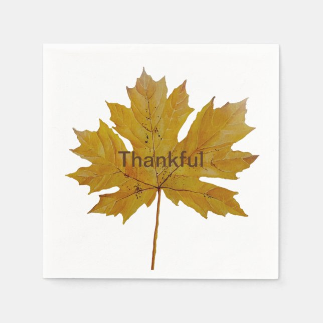 Guardanapo De Papel Folha do outono, graças à aquarela (Frente)