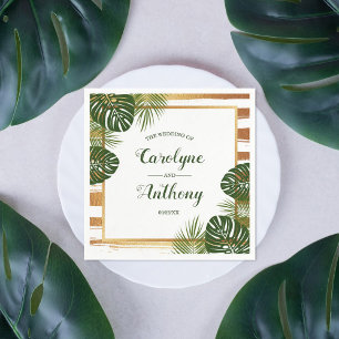 Guardanapo De Papel Folha Dourado & casamento de praia em folha de