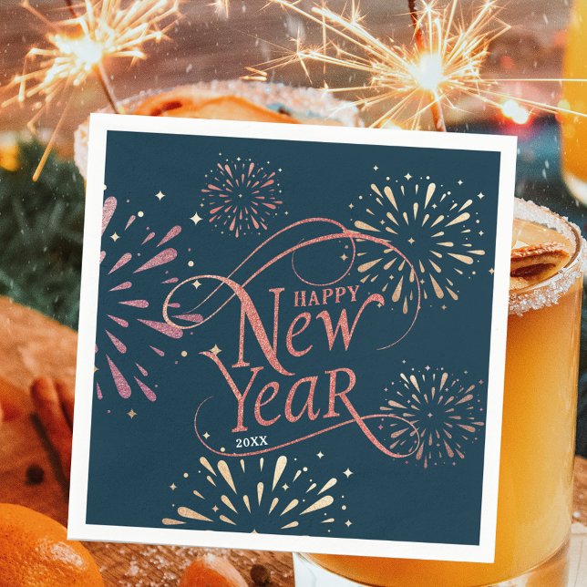 Guardanapo De Papel Folha Feliz ano novo de Ouro Elegante (Criador carregado)