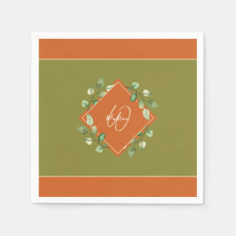 Guardanapo De Papel Folha Folha Laranja e Livro Verde Monograma