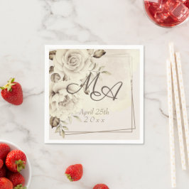 Guardanapo De Papel Folha Monograma Papel Russo para rosas Brancas