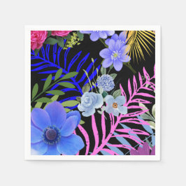 Guardanapo De Papel Folhagem Botânica Fern Retro Floral Colorida