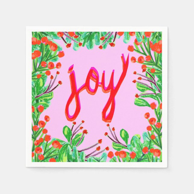 Guardanapo De Papel Folhagem de Natal - Alegria (Frente)