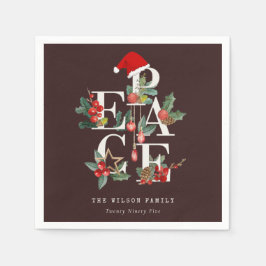 Guardanapo De Papel Folhagem de Natal da Paz Verde Vermelha Castanha
