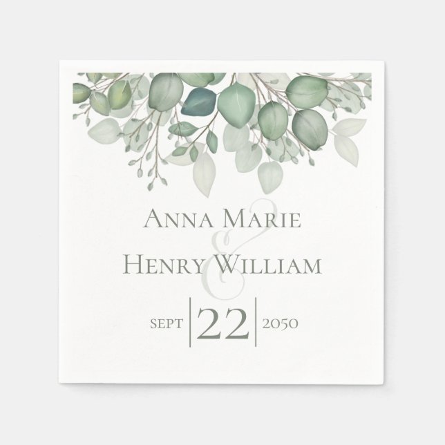 Guardanapo De Papel Folhagem Elegante Eucalyptus Greenery (Frente)