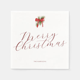 Guardanapo De Papel Folhagem Mínima Elegante de Natal Vermelho e Verde