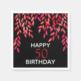 Guardanapo De Papel Folhagem Rosa Quente na Festa de aniversário Preta