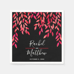 Guardanapo De Papel Folhagem Rosa Quente no Casamento Negro