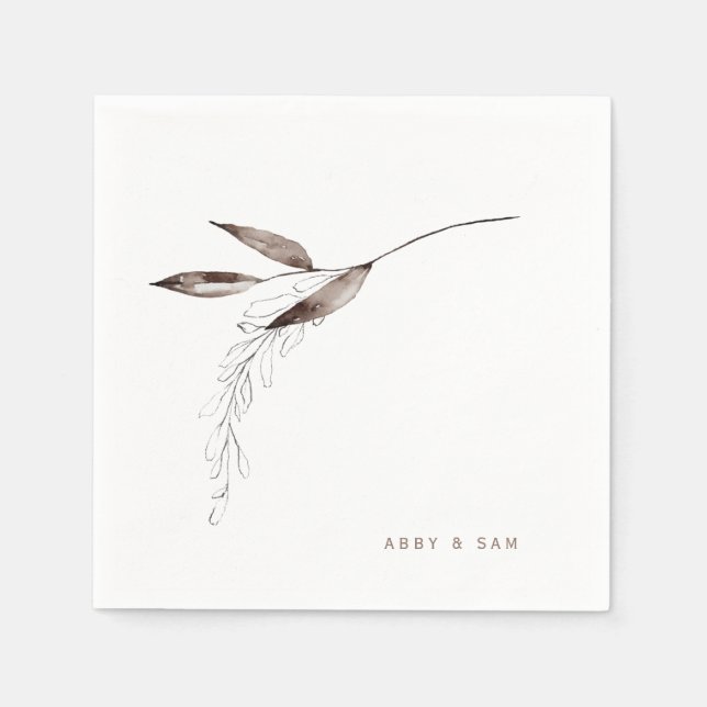 Guardanapo De Papel Folhagem Simples Nomes de Casais de Casamento de F (Frente)