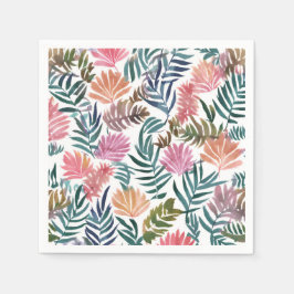 Guardanapo De Papel Folhas Botânicas Aquarela | Floral Colorido Fofo