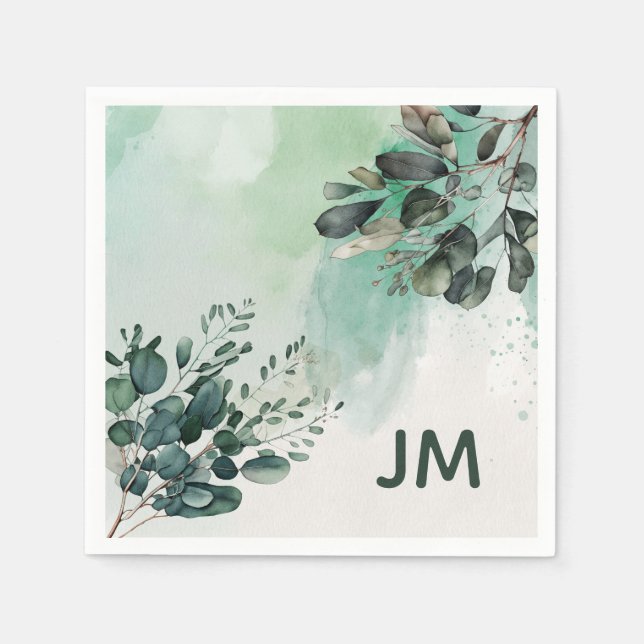 Guardanapo De Papel Folhas de aquarela lindas design (Frente)