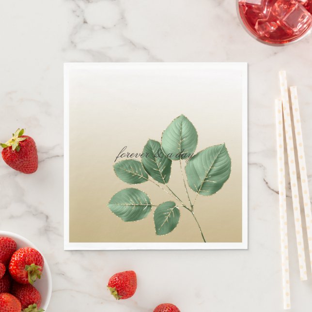 Guardanapo De Papel Folhas de Casamento Dourado Verde (Insitu)