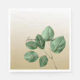 Guardanapo De Papel Folhas de Casamento Dourado Verde