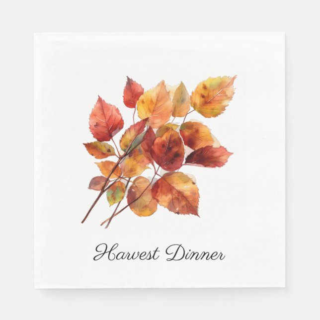Guardanapo De Papel Folhas de Colheita de ouros: Cair de Aquarela, per (Frente)