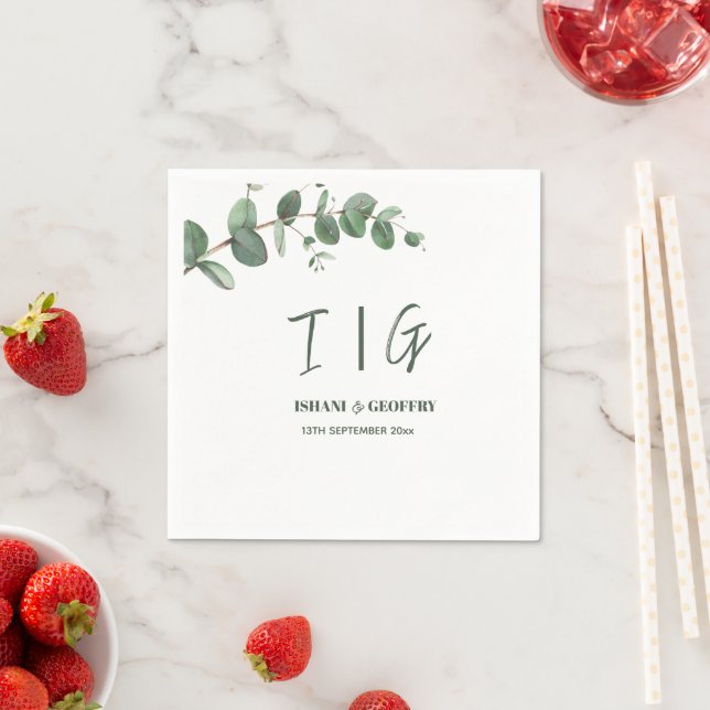 Guardanapo De Papel Folhas de Eucalipto Verde Casamento (Insitu)