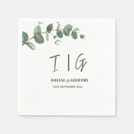 Guardanapo De Papel Folhas de Eucalipto Verde Casamento