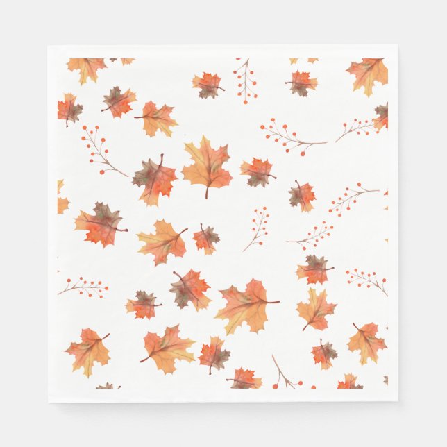 Guardanapo De Papel Folhas de Mapeamento de ouros Caindo Botânico (Frente)