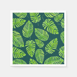 Guardanapo De Papel Folhas de Monstera, padrão de aquarela tropical