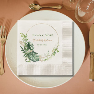 Guardanapo De Papel Folhas de Monstera Tropicais Douradas Geométricas