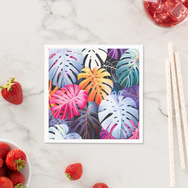 Guardanapo De Papel Folhas de Monstera Tropical de Verão (Insitu)