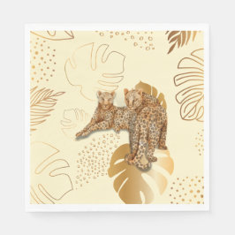 Guardanapo De Papel Folhas de ouro amarelas-leopardo