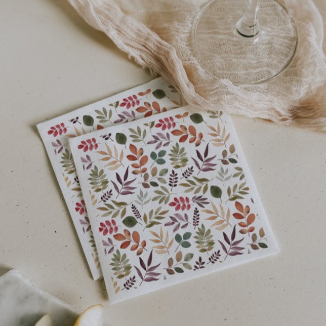 Guardanapo De Papel Folhas de Outono Aquarela Folha Colorida  (Criador carregado)