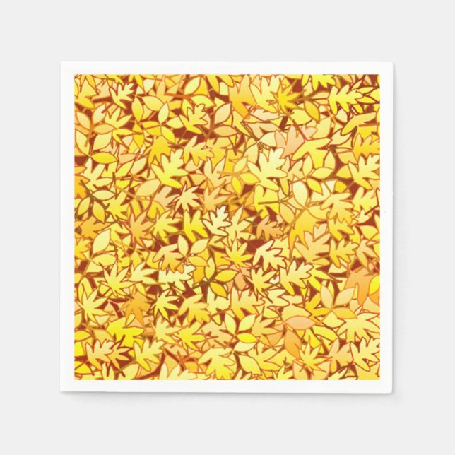 Guardanapo De Papel Folhas de outono, ouro amarela (Frente)