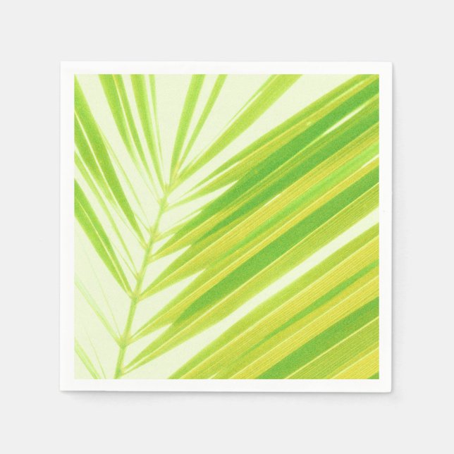 Guardanapo De Papel Folhas de Palma de Pastel Verde-Pálidas (Frente)