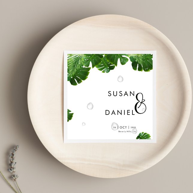 Guardanapo De Papel Folhas de Palma Tropicais Selvagens e Casamento Mo (Criador carregado)