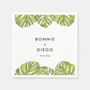 Guardanapo De Papel Folhas de palmeira verdes tropicais que wedding
