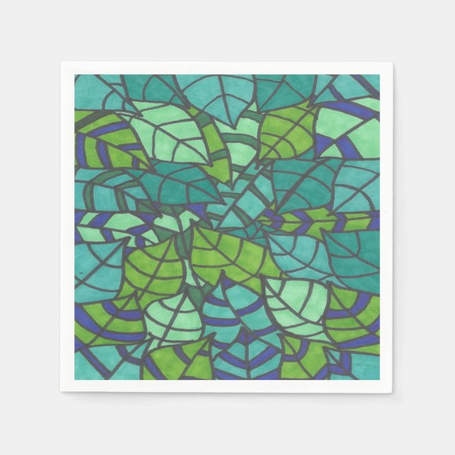 Guardanapo De Papel Folhas de Papel Tropicais Verde (Frente)
