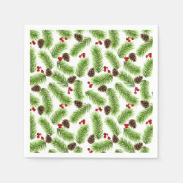 Guardanapo De Papel Folhas de Pinheiro Natal Verde, Pinhas e Bagas Ver