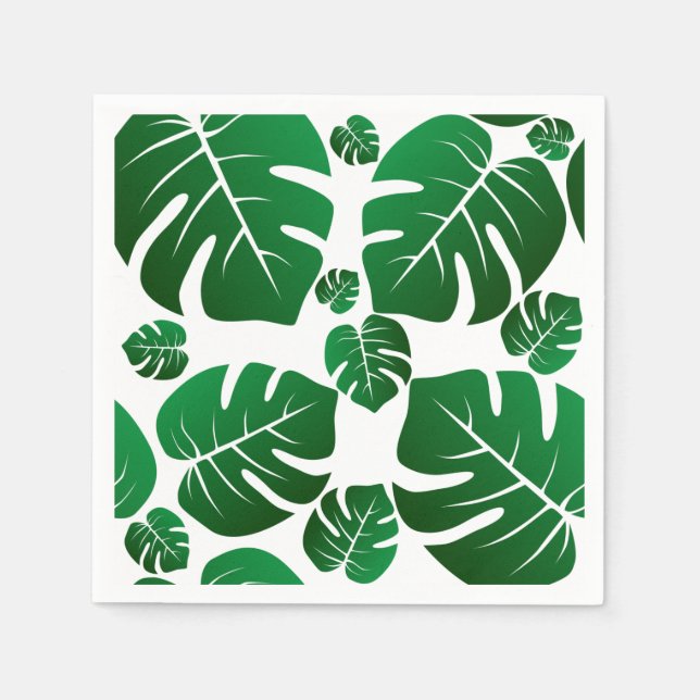 Guardanapo De Papel Folhas de Plantas de Monstera Verde (Frente)