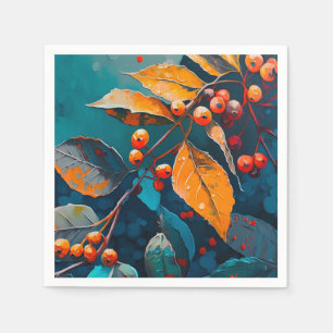 Guardanapo De Papel Folhas de queda pintadas com óleo. Folhagem natura