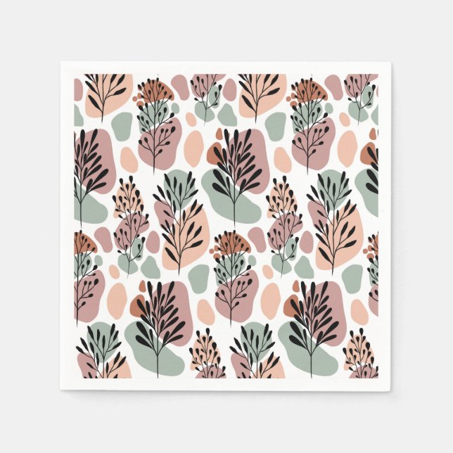 Guardanapo De Papel Folhas de substrato e formas orgânicas (Frente)