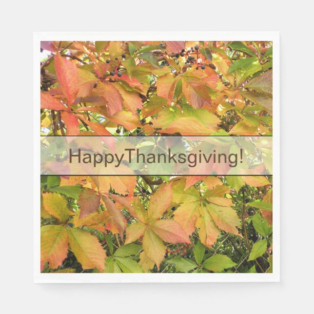 Guardanapo De Papel Folhas de videira selvagens do outono (Frente)
