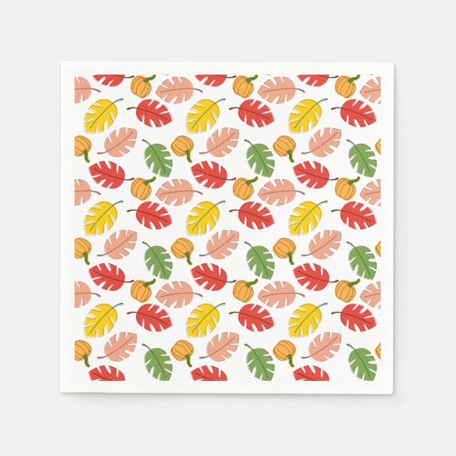 Guardanapo De Papel Folhas e Abóboras (Frente)