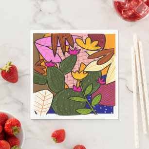 Guardanapo De Papel Folhas e flores abstrato tropicais