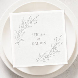 Guardanapo De Papel Folhas Florais Desenho Moderno Elegante Simples