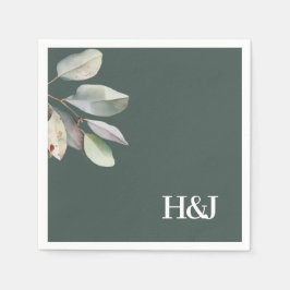 Guardanapo De Papel Folhas sofisticadas de eucalipto monograma