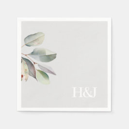 Guardanapo De Papel Folhas sofisticadas de eucalipto monograma