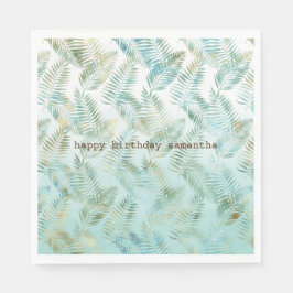 Guardanapo De Papel Folhas Tropicais Douradas em Aqua