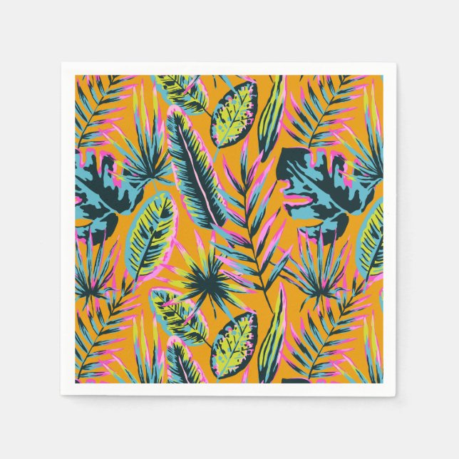 Guardanapo De Papel Folhas Tropicais Havaianas E Plantas Padrão-Impres (Frente)