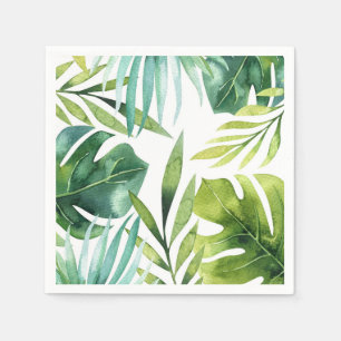 Guardanapo De Papel Folhas Tropicais Verdes Brancas Festa de Casamento