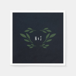 Guardanapo De Papel Folhas Verde-Escuras e Azuis Vegetação Folhagem Rú