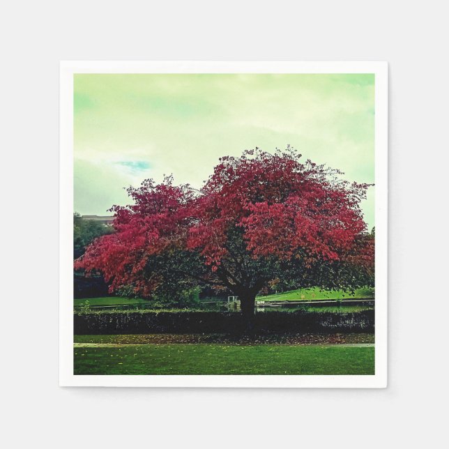 Guardanapo De Papel Folhas vermelhas (Frente)